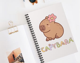 Grazioso quaderno floreale con capibara, diario kawaii con animali per appunti quotidiani