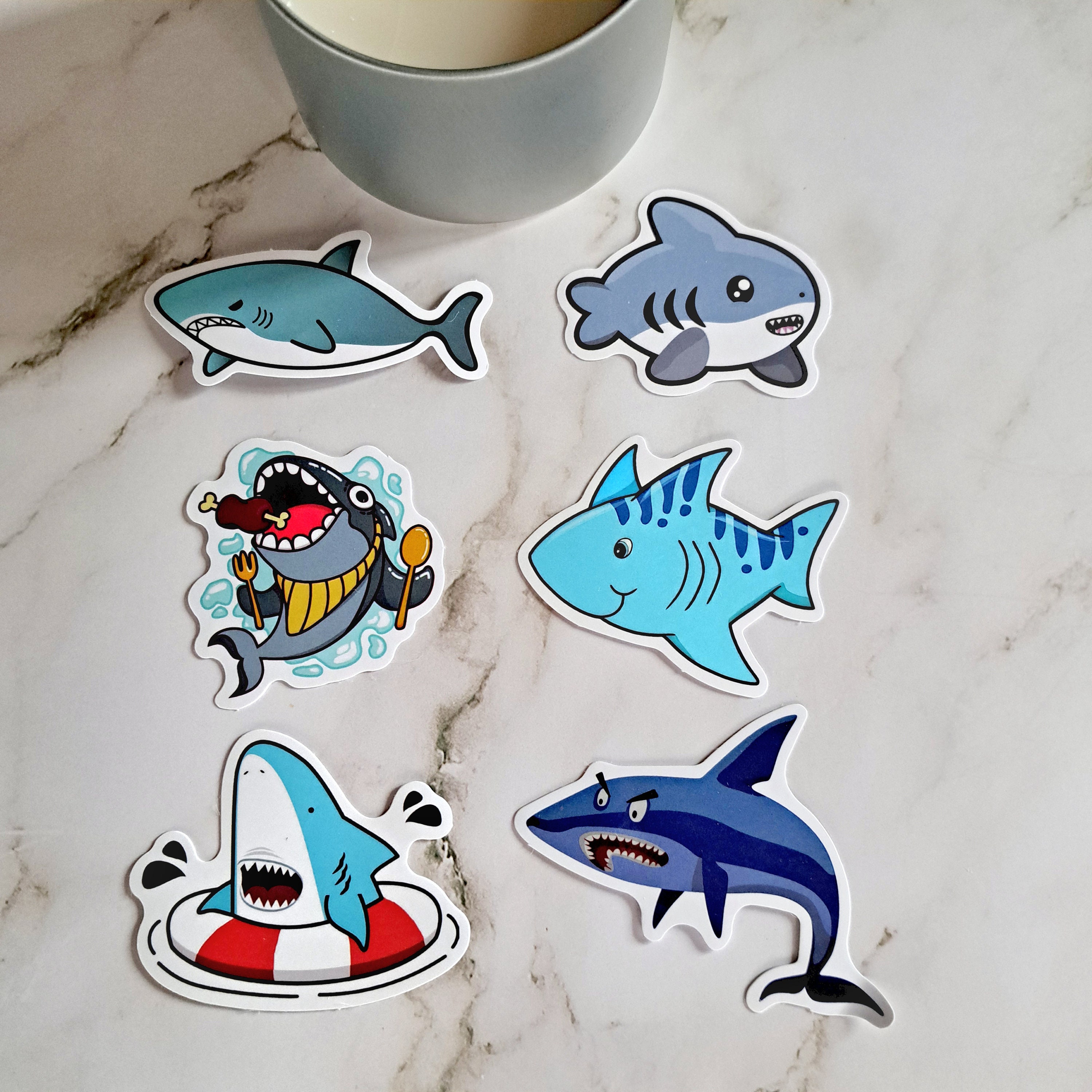 Cartoon Shark Sticker Pack Pack of 5 Notebook Phone Case Laptop - Etsy