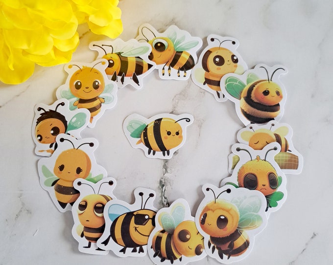 Vinyl Bee Sticker Pack| Pack of 6| Small Waterproof Stickers| Planner ...