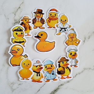 Vinyl Rubber Duck Sticker Pack| Pack of 5| Cartoon Character Rubber Duckey Stickers| Water Bottle| Notebook| Phone Case