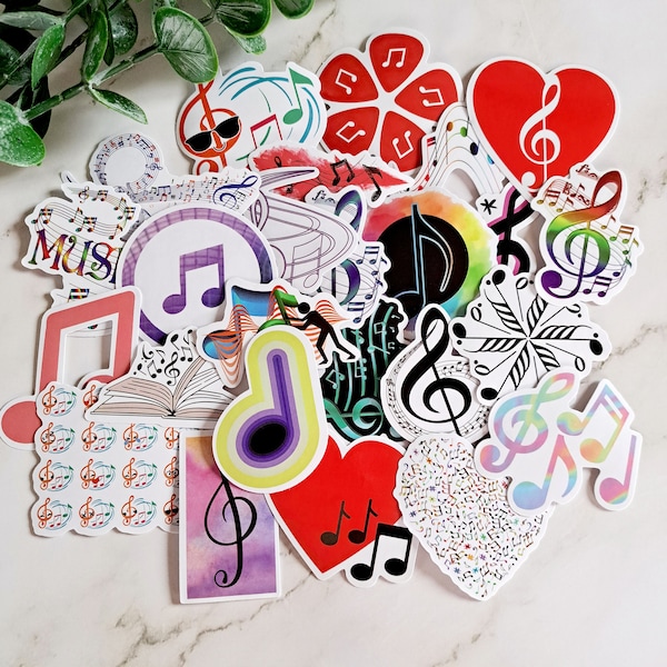 Vinyl Music Note Sticker Pack| Pack of 5| Waterproof Music Stickers| Water Bottle| Notebook| Phone Case