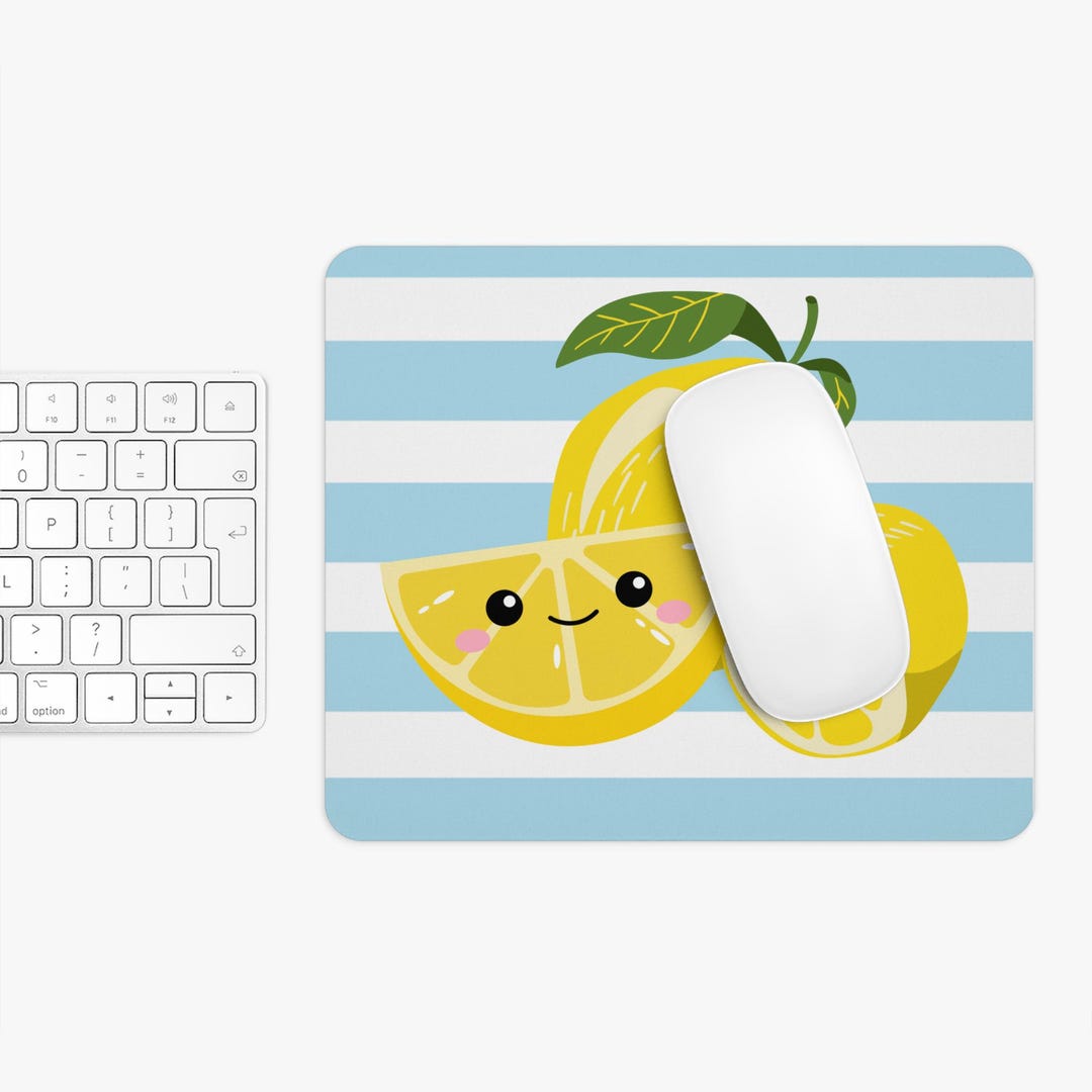 Striped Lemon Mouse Pad, Kawaii Desk Accessory, Office Gift, Fun Home ...