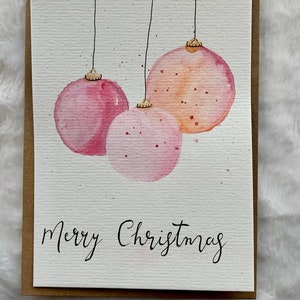 Weihnachtskarte - Merry Christmas - Drei Kugeln - aquarell
