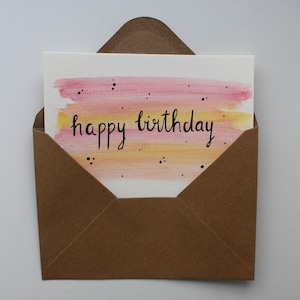 Geburtstagskarte - Happy Birthday bunt - aquarell