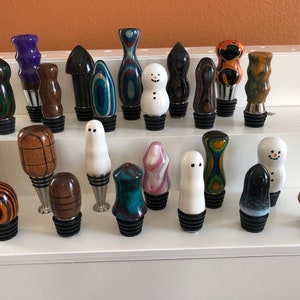 Hand Turned Wood Bottle Stoppers, Colored Wood Wine Stopper, Wine Bottle Stopper