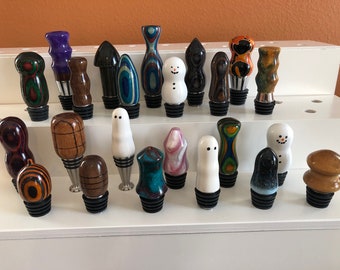 Hand Turned Wood Bottle Stoppers, Colored Wood Wine Stopper, Wine Bottle Stopper