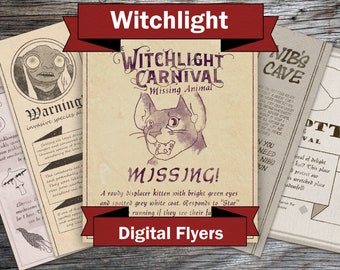 Folhetos de Carnaval de Witchlight | Folhetos Digitais TTRPG Folhetos de Carnaval Presentes Adereços Imprimíveis