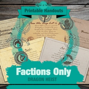 Factions Only - Waterdeep Dragon Heist TTRPG Adventure Printable for DMs