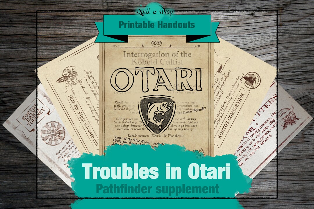 Troubles in Otari Handouts Pathfinder 2e Roleplaying Game Gifts