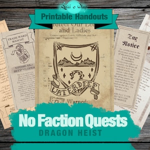 No Faction Quests - Waterdeep Dragon Heist TTRPG Adventure Printable for DMs