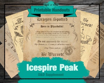 Icespire Peak Handouts | Fantasy Roleplaying Props Digital Download for Dungeon Masters