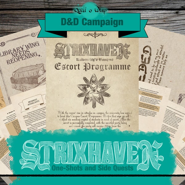 Strixhaven 5e DnD Side Quests | DnD OneShots | DnD Gifts | A TTRPG DnD Digital Download DM Gifts | DnD One Shot