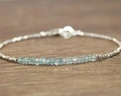 Aquamarine Bracelet, Stacking, March Birthstone, Gemstone Jewelry, Gold or Sterling Silver Beads, Gift For Her Mother 39 s Day Gift