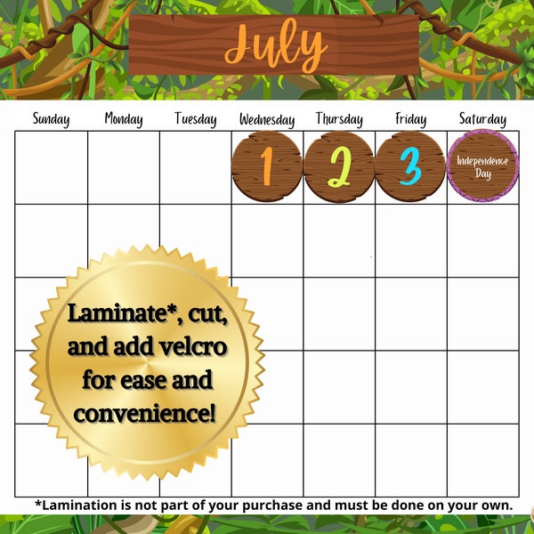 Jungle Themed Classroom Calendar | Elementary Calendar | Whiteboard Calendar | Digital Download Calendar | Printable Calendar