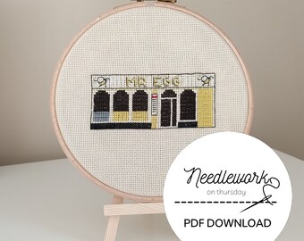 Mr Egg Birmingham downloadable cross stitch pattern
