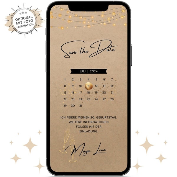 Ecard Save the Date Birthday with Fairy Lights | Digital Whatsapp invitation double birthday | Electronic announcement 30. 40. 50. 60.