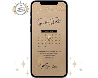 Ecard Save the Date Birthday with Fairy Lights | Digital Whatsapp invitation double birthday | Electronic announcement 30. 40. 50. 60.