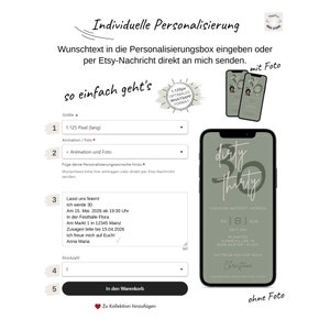 Ecard Geburtstagseinladung digital Whatsapp Einladung 30 Geburtstag Animierte Geburtstagseinladung Einladungskarte 40. 50. 60. Trend Bild 4