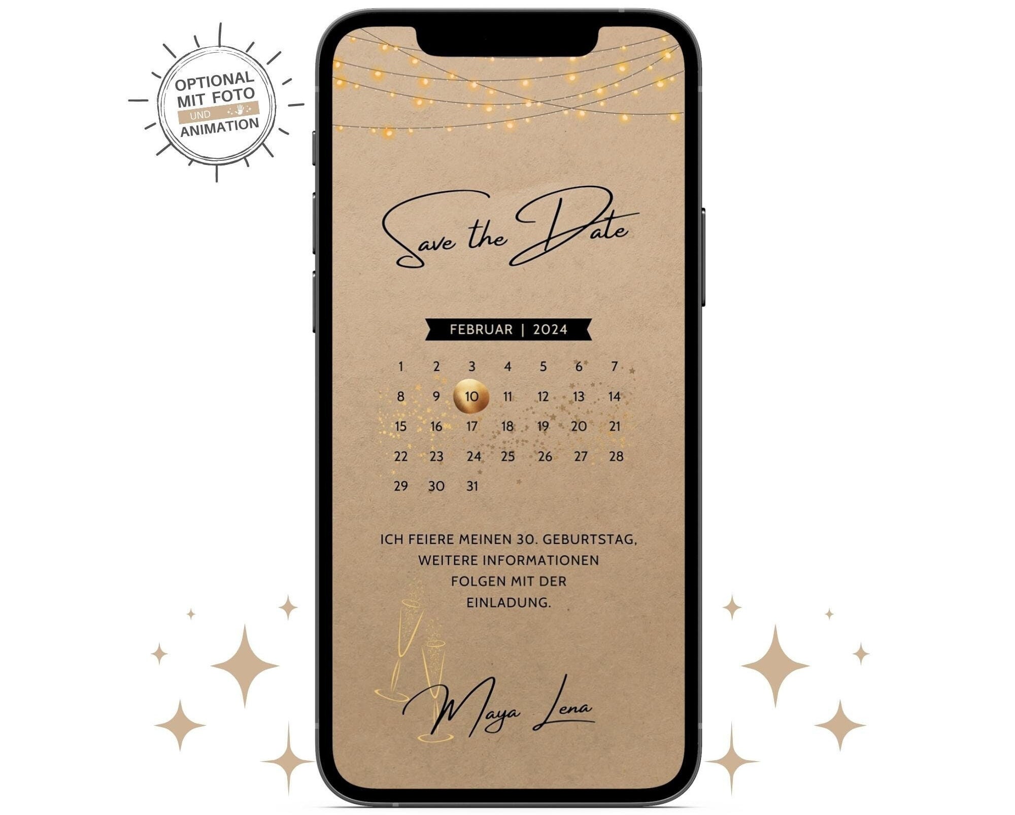 Save The Date Whatsapp Geburtstag Kostenlos Ecard Save the Date Geburtstag mit Lichterkette, digitale Whatsapp