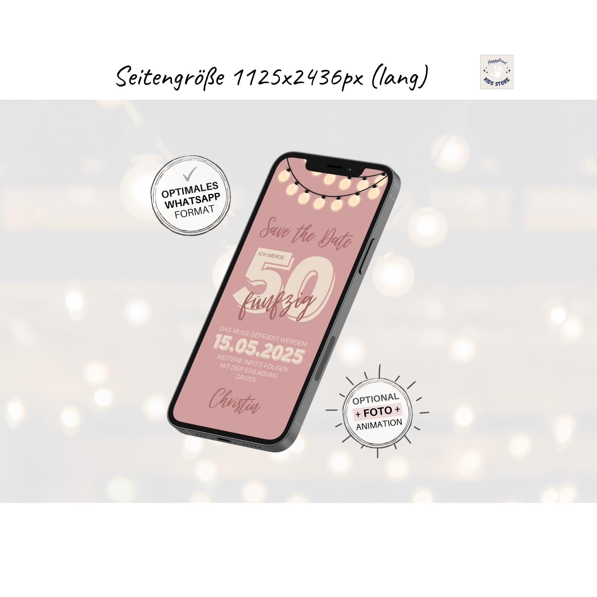 Ecard Save the Date Geburtstag Whatsapp Geburtstags Party Etsy.de