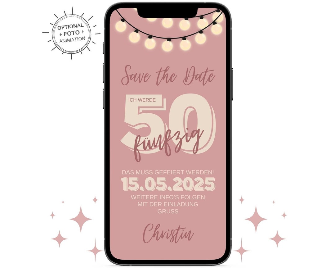 Ecard Save the Date Geburtstag Whatsapp Geburtstags Party Etsy.de