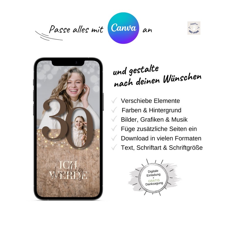 Ecard digitale Einladung 30 Geburtstag Whatsapp Canva Vorlage deutsch Mit Foto Wir werden 40 Geburtstagseinladung 60 mit Bild Bild 5