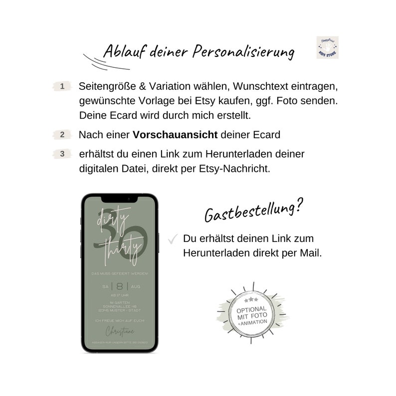 Ecard Geburtstagseinladung digital Whatsapp Einladung 30 Geburtstag Animierte Geburtstagseinladung Einladungskarte 40. 50. 60. Trend Bild 3