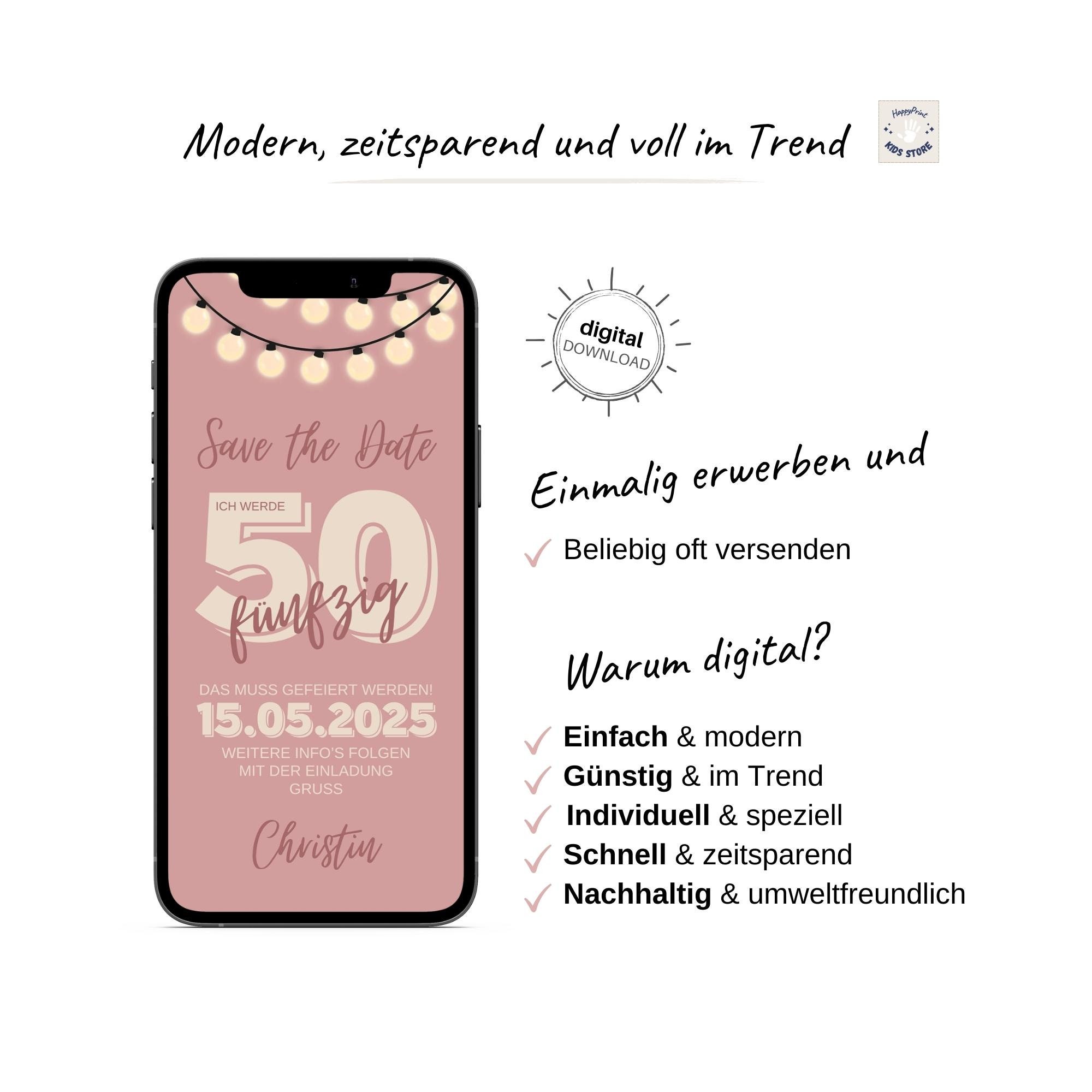 Ecard Save the Date Geburtstag Whatsapp Geburtstags Party Etsy.de