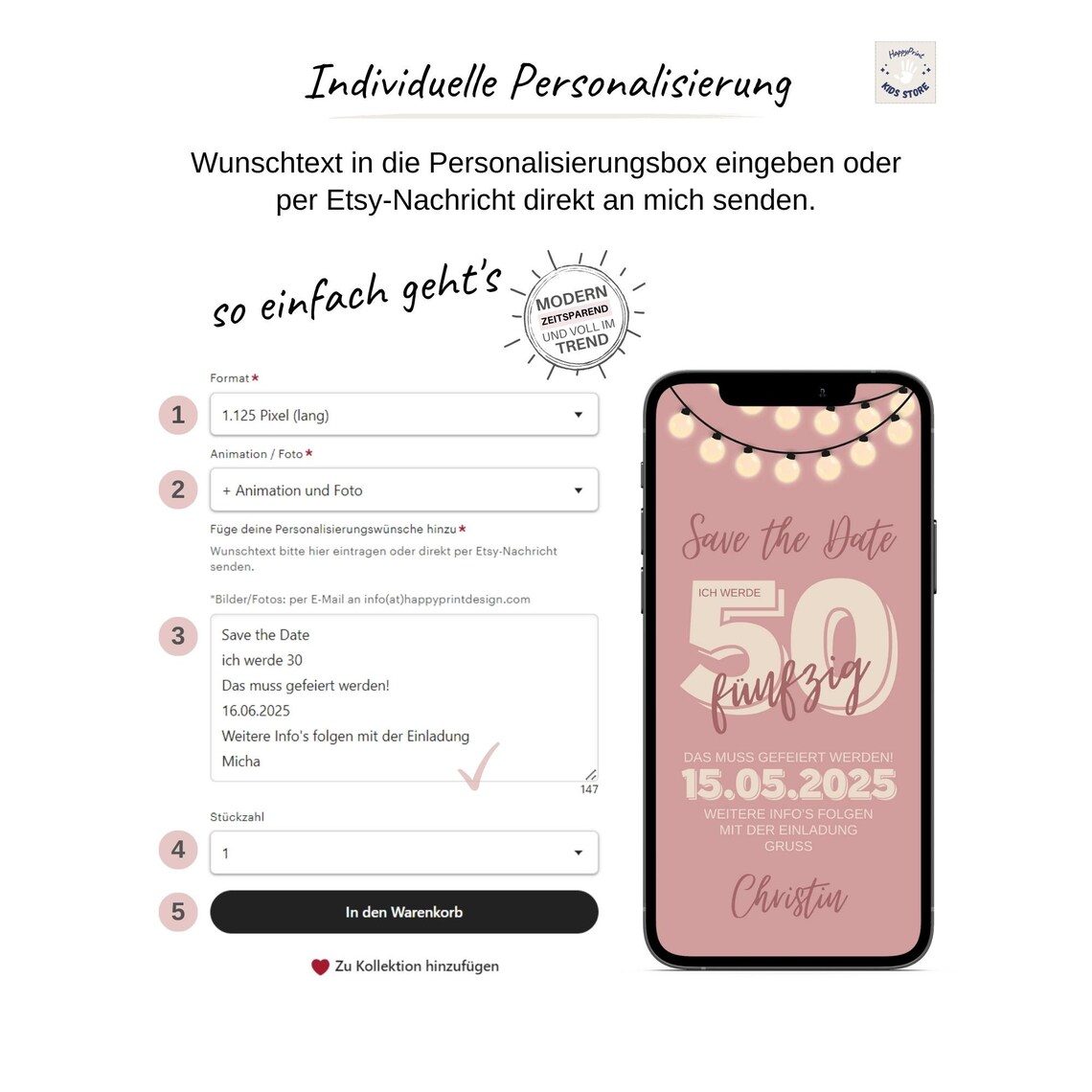 Ecard Save the Date Geburtstag Whatsapp Geburtstags Party Etsy.de