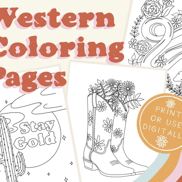 Coloring Pages Western Etsy