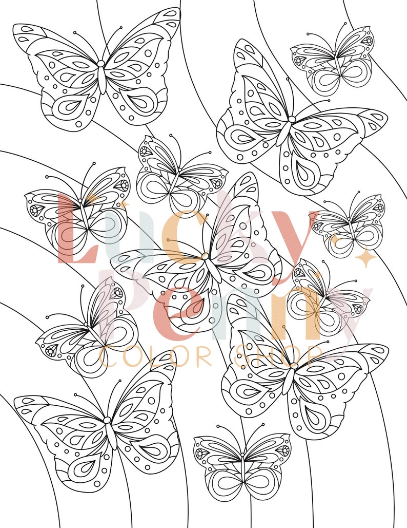 Unicorn and Butterflies Coloring Pages Etsy