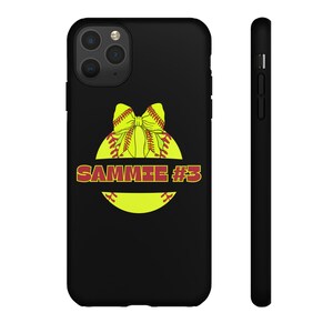 Personalisierte Softball-Telefonhülle, Hüllen für Softball-Liebhaber, benutzerdefinierte Sporttelefonabdeckung, Geschenke für Sportler, anpassen mit Name und Nummer