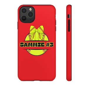 Personalisierte Softball Handyhülle, Anpassen mit Name und Nummer, Sport Handyhülle, Geschenk für Softball Spieler, Geburtstagsgeschenk