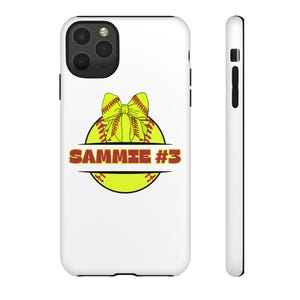 Personalisierte Softball-Telefonhülle, Hüllen für Softball-Liebhaber, benutzerdefinierte Sporttelefonabdeckung, Geschenke für Sportler, anpassen mit Name und Nummer