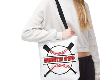Benutzerdefinierte Baseball-Einkaufstasche, personalisierte Spielername Nummer, Baseball Mom Geschenk, Muttertags-Tasche, Sportfantasche, Teamgeist Carryall
