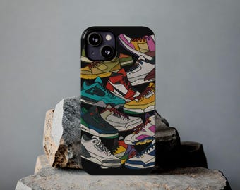 Retro Sneaker Art Design Slim Phone Case, Protective Phone Cover, Sneaker Lover Gift, Collector Gift, Phone Accessories, Cool Phone Cover