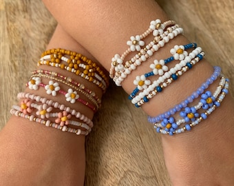 Kids Beaded Bracelets | Girls | Toddlers | Daisies | Colorful Jewelry | Stretch Bracelets | Gift | The “Duke” Stack