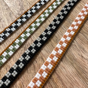 Miyuki seed bead bracelet | loom woven | Neutral | Black, White, Tan | Vans | The “Sk8er Boi” Woven Bracelet
