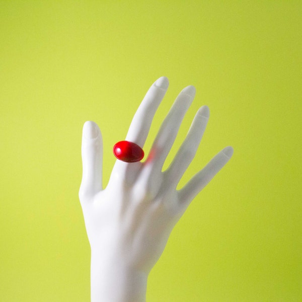 RED DOME RESIN ring/ Size 7/ Dome Ring/ Bubble Ring/ Translucent/ Colorful/ Y2K/ Retro/ Acrylic/ Trendy/ 90s