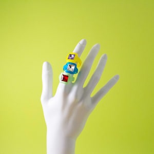 CRYSTAL COLOR RESIN ring / Size 8 / Chunky Ring / Acrylic /Gemmy / Resin / Trendy / Y2K / 90s/ Korean Style