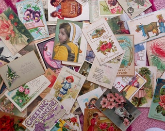 Lot of 24 Beautiful Vintage Early 1900s Postcards RANDOMLY CHOSEN ~Kids, Ladies, Birds, Florals, Holidays etc.