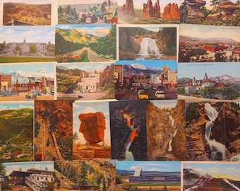 Vintage City of COLORADO SPRINGS, CO Postcards - Random Lot of 11 Unused 1920s-1950s for Collecting, Invitations, Note Cards, Etc.