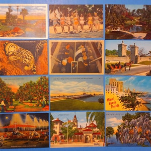 Lot of 20 RANDOM Vintage FLORIDA Postcards ~ UNUSED for Note Cards Etc. 1940s to 1970s.