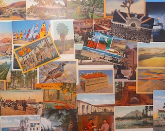 Lot of 11 State of CALIFORNIA Locations Vtg. Postcards 1940's through 1970s Random UNUSED for Invitations, Note Cards, Etc.~ Beautiful Mix