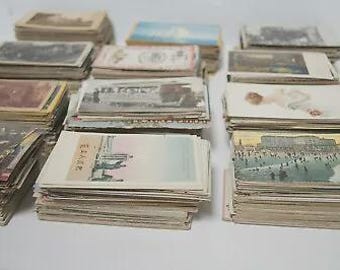 Lot of 50 RANDOMLY SELECTED Old Postcards ~ Antique to 1970 ~ Mostly stamped with Messages ~ Collect, Scrapbooking, no Duplicates.