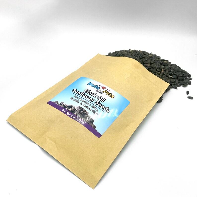 Black Oil Sunflower Seeds for Hamsters, Mice, and Gerbils 8 Ounce Feed
