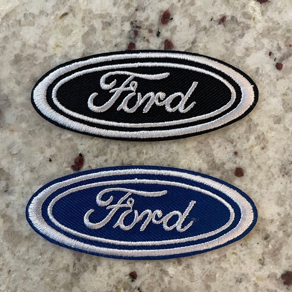 Ford Automobile Motorsports logo badge Embroidered Iron Sew on Patch(3”inch) (pack of 2)(1x blue & 1x black) make custom hats, shirts, bags.