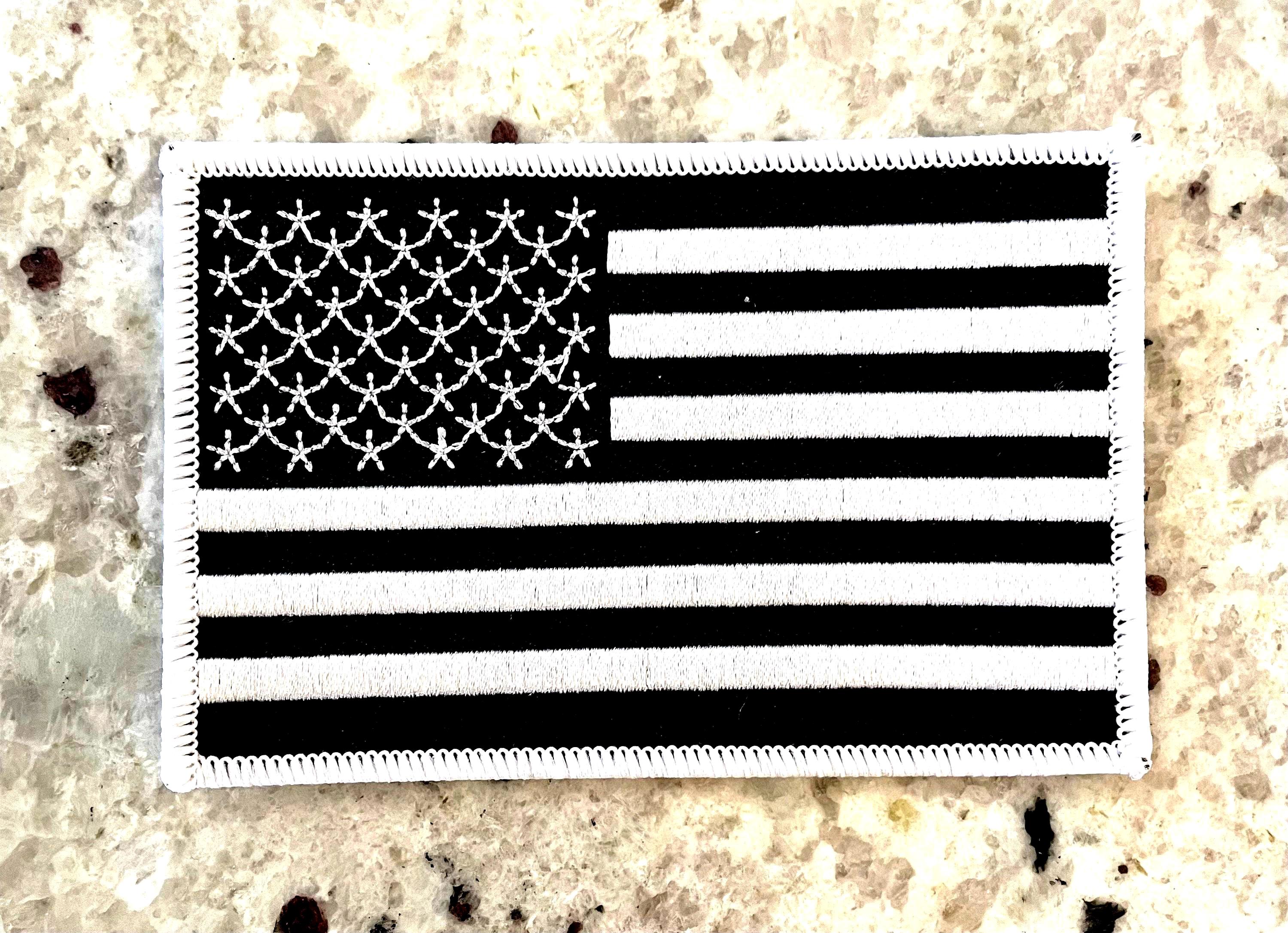 Urban Black & White US Flag Patch - Iron-On / Sew-On Embroidered Shoulder Patch