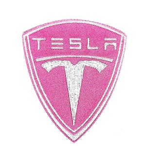 Tesla Logo Patch, Pink Iron On Patch