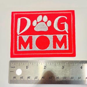 Dog Mom Embroidered Patch: Pink Pet Humor, Iron-On/Sew-On